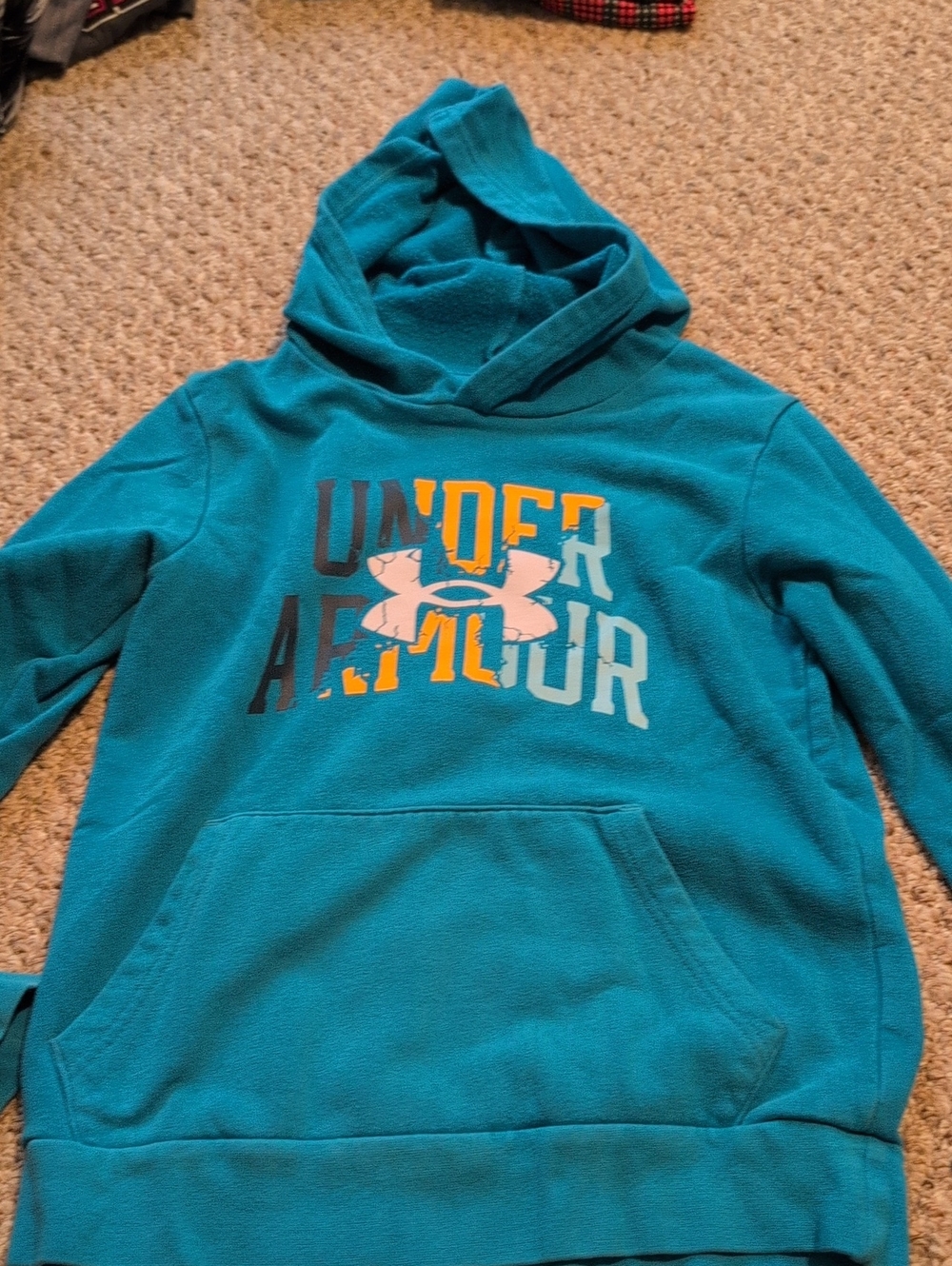 Under Armour Teal Kids Hoodie with Multicolor Logo